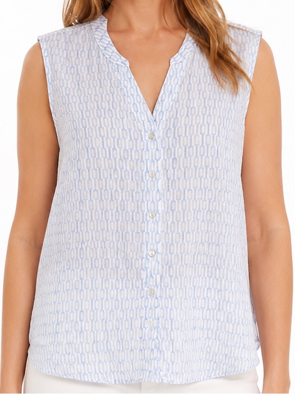 Tommy Bahama Linen Sleeveless Button-Down Top